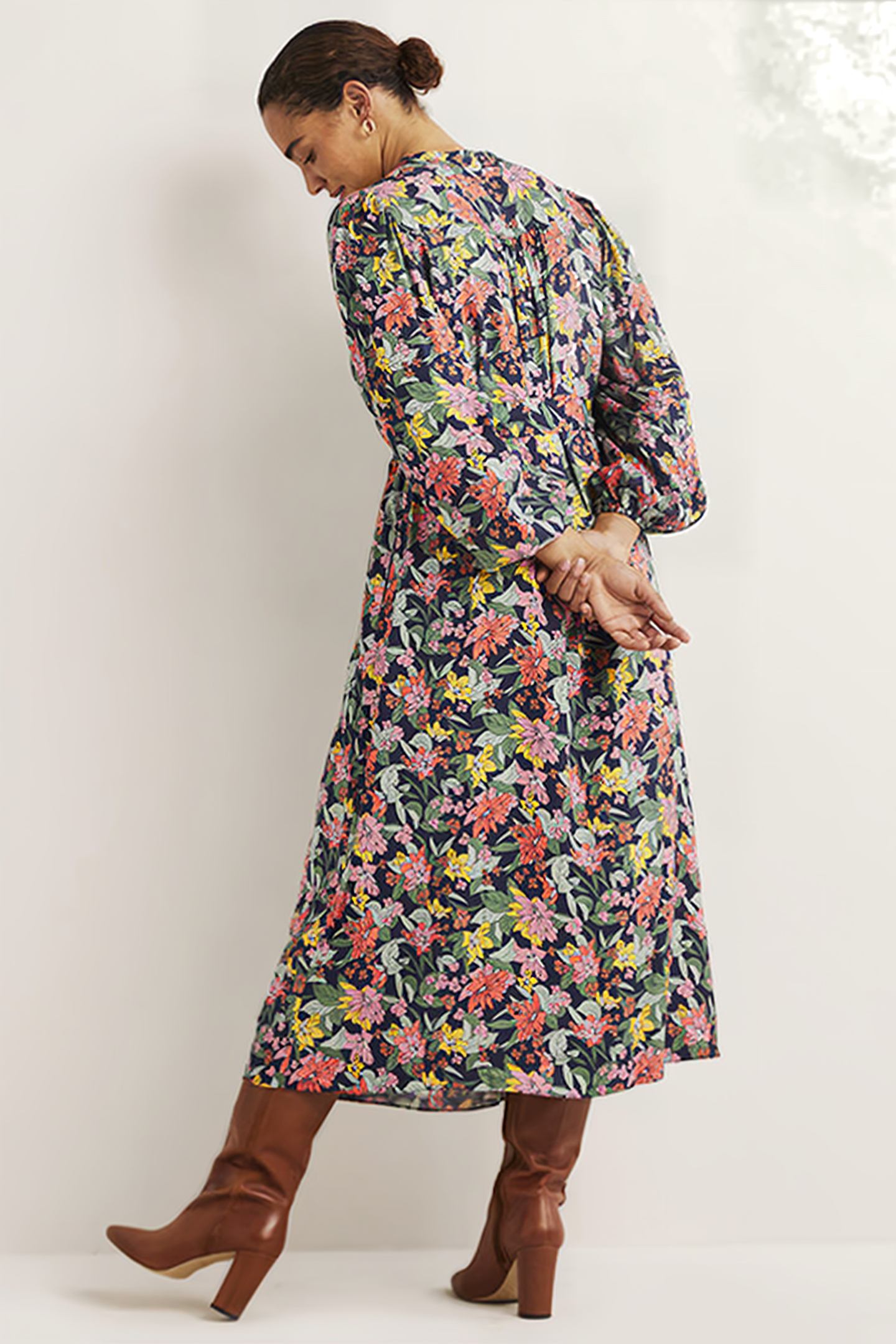 NOTCH NECK BLOUSON MIDI DRESS MUL 2