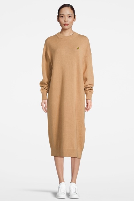 KNITTED JUMPER DRESS W802 WARM TAN 1