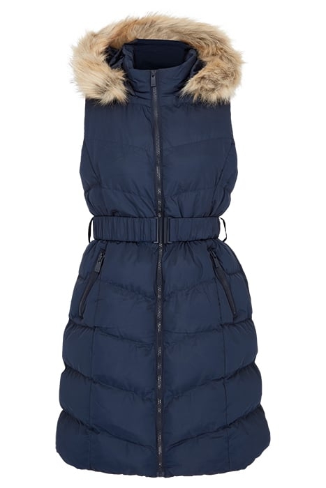FUR CHEV MIX BELT MID GILET DARK NAVY 1