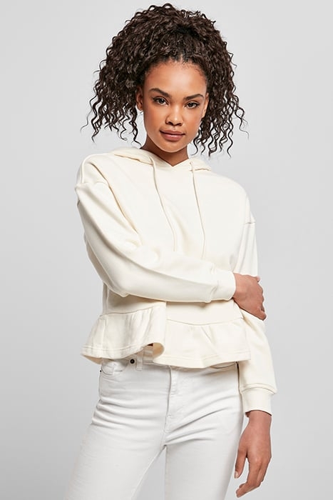 LADIES ORGANIC VOLANTS HOODY WHITESAND 2