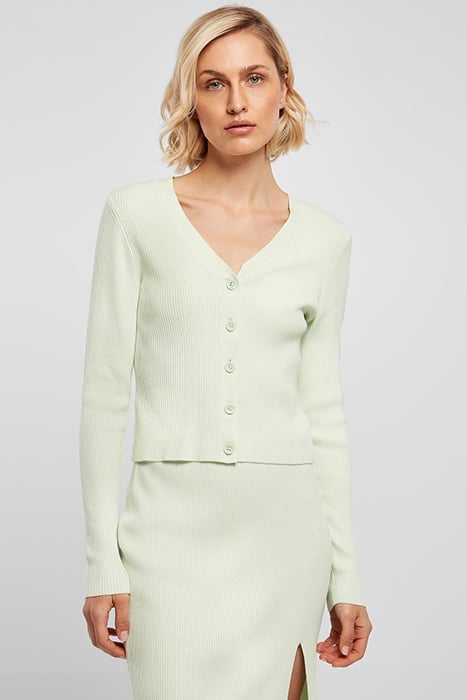 LADIES SHORT RIB KNIT CARDIGAN LIGHTMINT 2