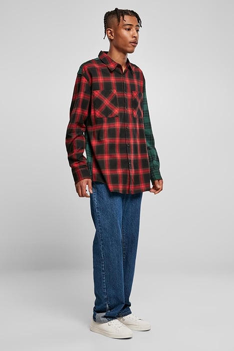 OVERSIZED MIX CHECK SHIRT BLACK/RED/GREEN 4