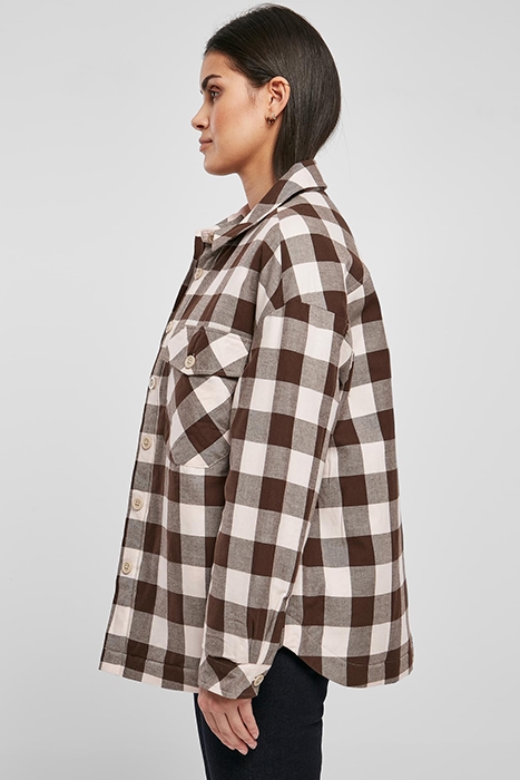 LADIES FLANELL PADDED OVERSHIRT PINK/BROWN 5