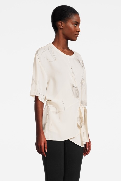DOUBLE WRAP PRINTED BLOUSE CHALK/SLAT 3