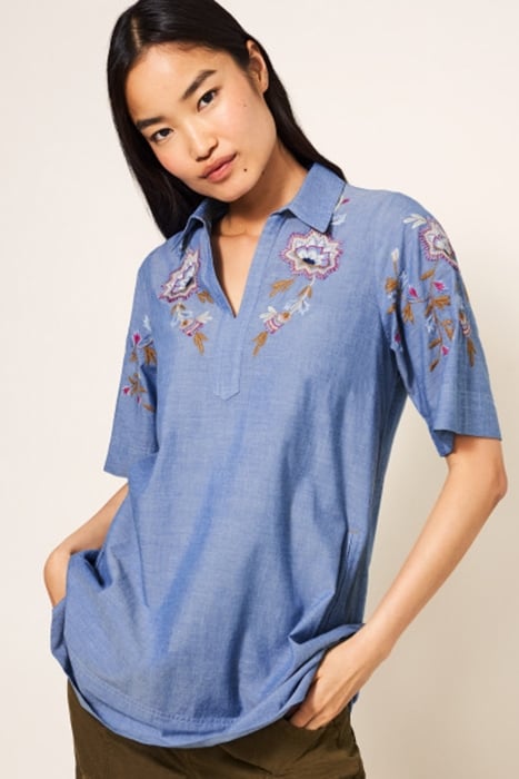 SAVANNAH EMBROIDERED TUNIC CHAMB BLUE 2