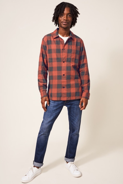 BUFFALO TWILL CHECK SHIRT MID RED 2
