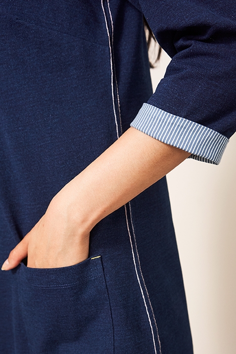 SKYE COTTON DENIM JERSEY DRESS DARK DENIM 4