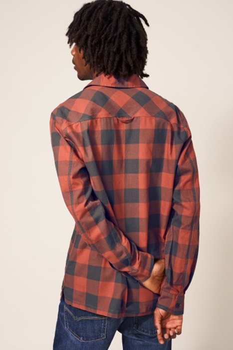 BUFFALO TWILL CHECK SHIRT MID RED 3