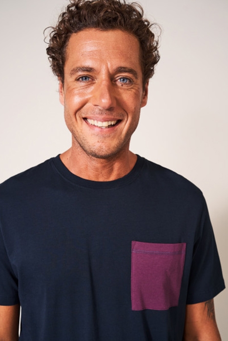 MOOR MERCERISED POCKET T SHIRT DARK NAVY 2