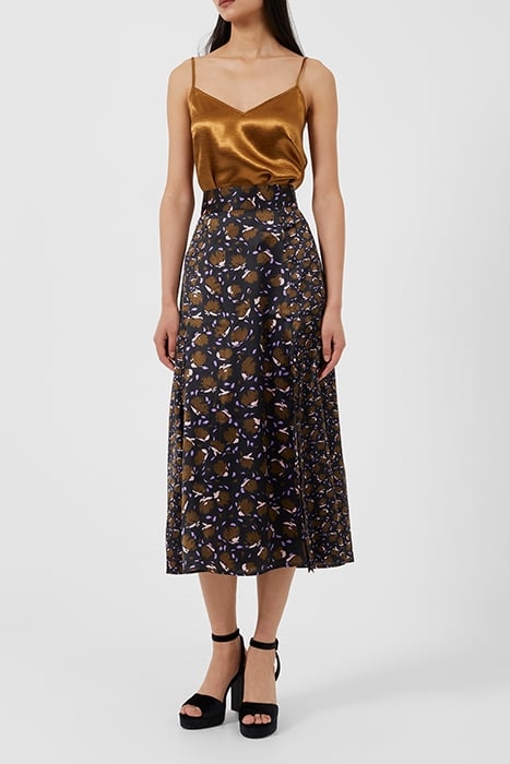 INRGID INU SATIN DRAPE SKIRT BLACK MULTI 1