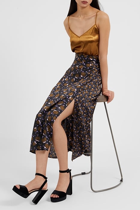 INRGID INU SATIN DRAPE SKIRT BLACK MULTI 5