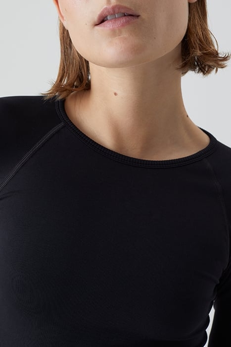 WOMEN CROPPED RAGLAN LONGSLEEVE T-SHIRTS BLACK 5