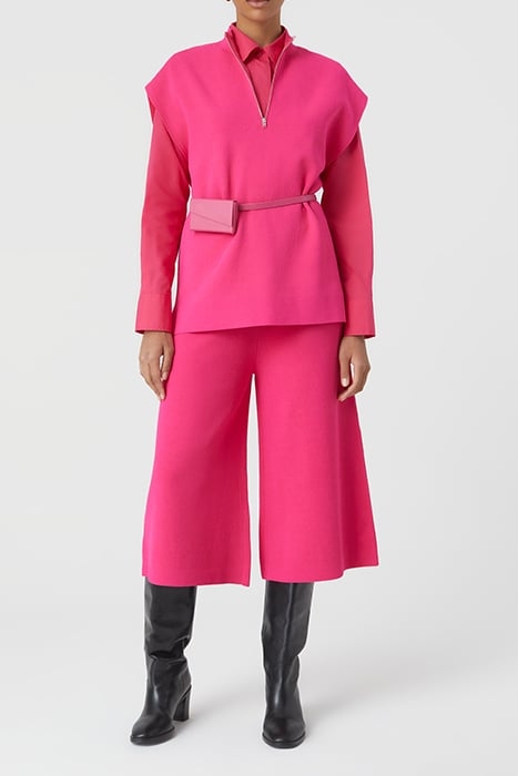 WOMEN SLEEVELESS HALFZIP KNITS RASPERRY PINK 3