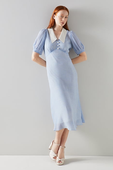 BEECHAM SHIRT DRESS BLUE/CREAM 2