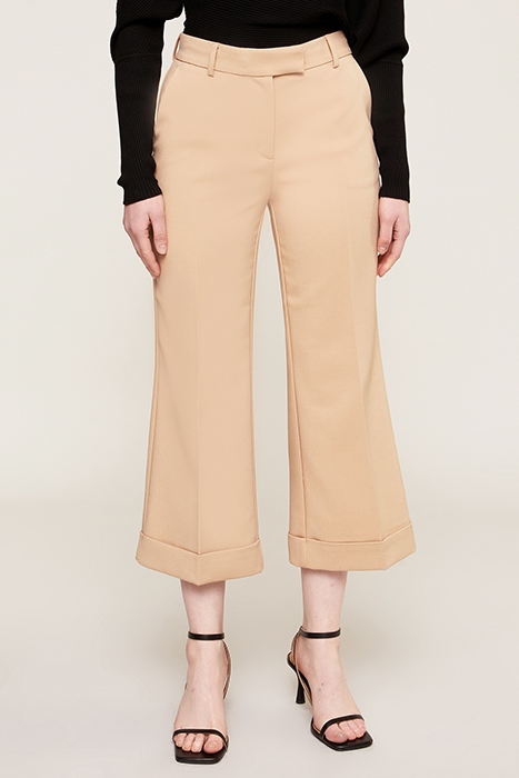 WIDE-LEG CROPPED TROUSERS WITH TURN-UP BROWN 1