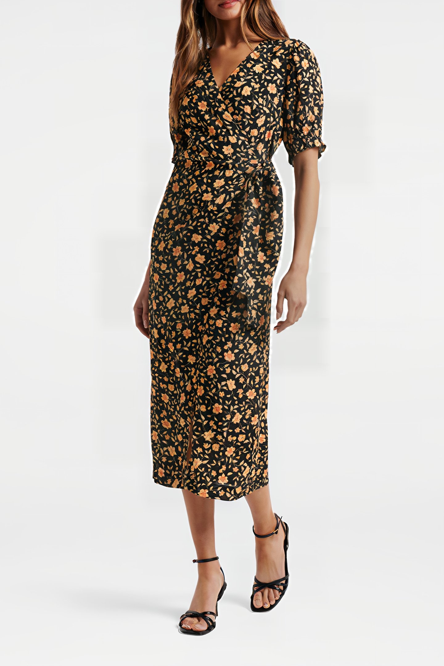 HALLIE SARONG MIDI DRESS LARGE BURNLEY DITSY 1