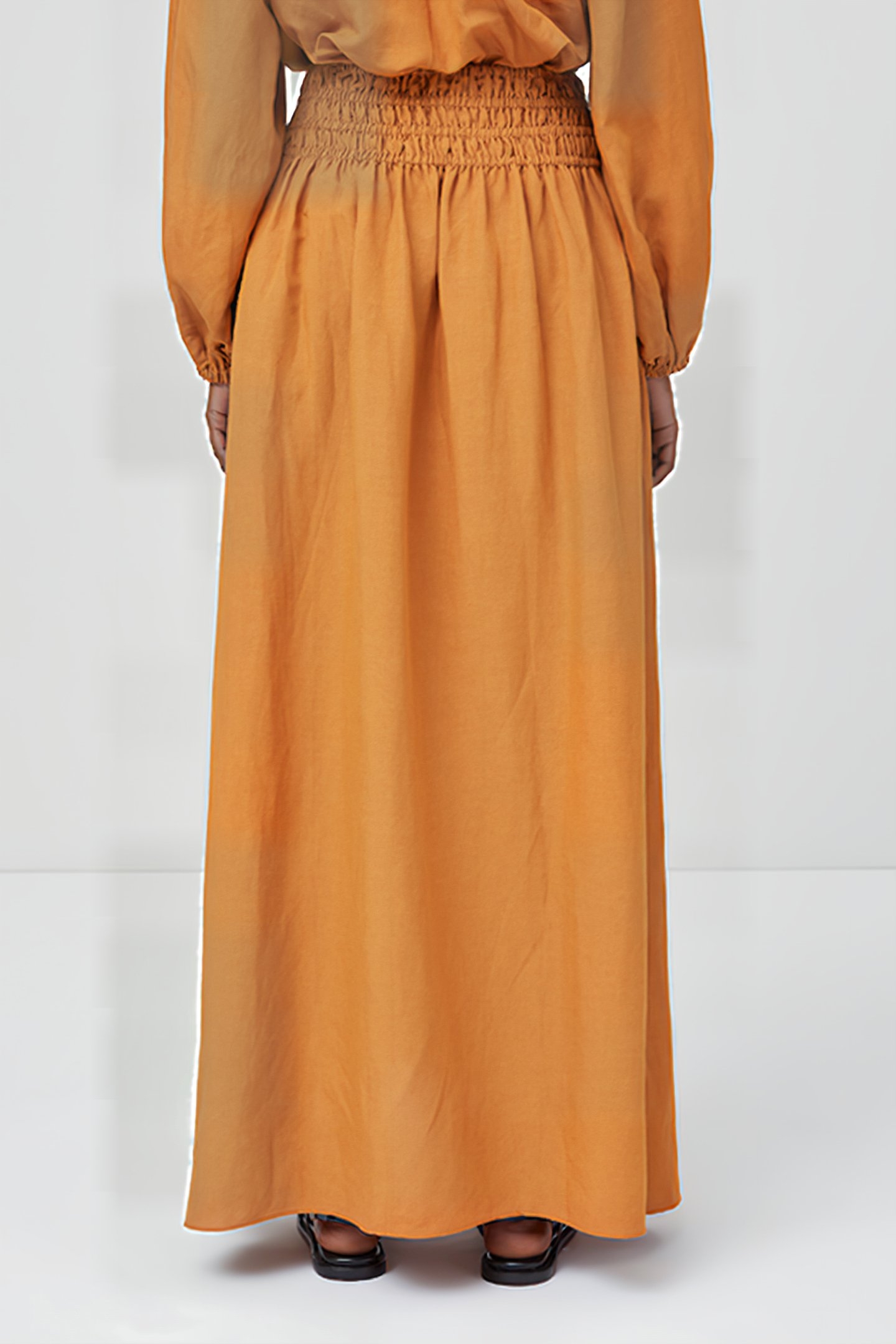 SHIRRED MAXI SKIRT GOLD EARTH 2