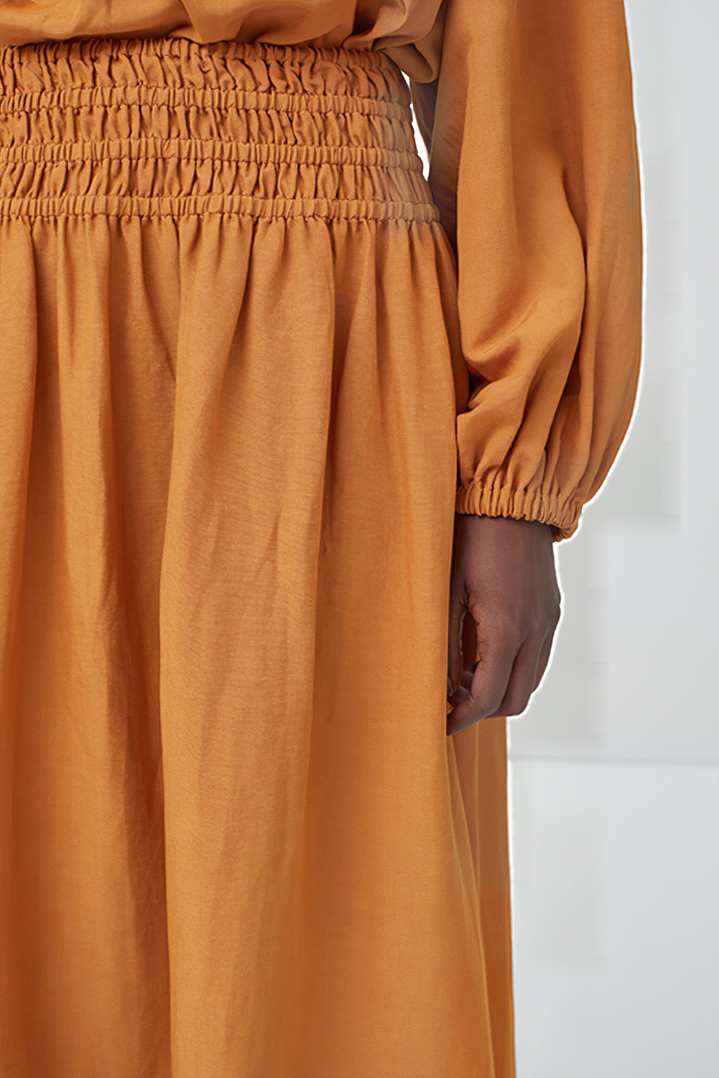 SHIRRED MAXI SKIRT GOLD EARTH 4