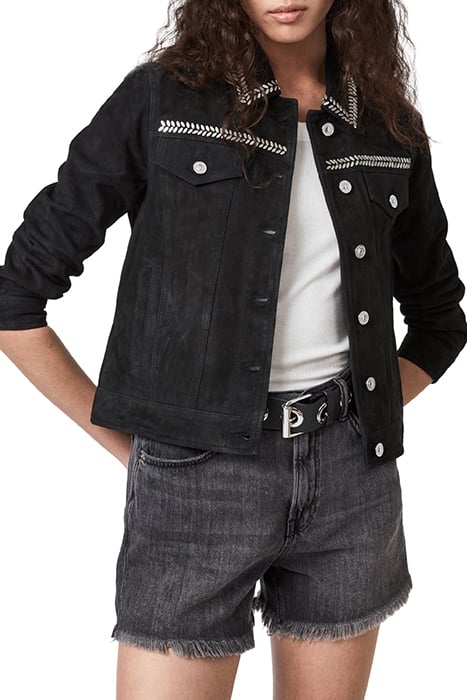 DELVY SUEDE TRUCKER WASHED BLACK 1