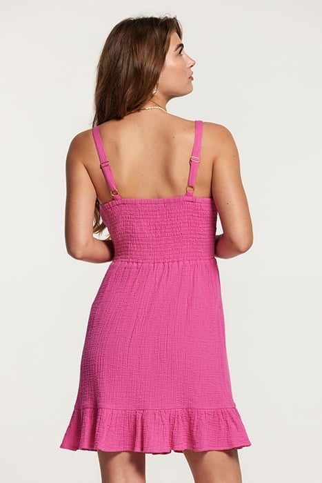 BORA-BORA DRESS MOUSSELINE WAFFLE AZALEA PINK 2