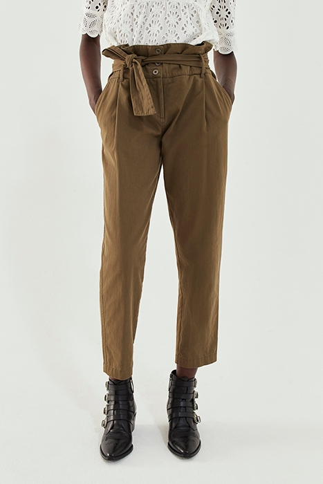 KHAKI HIGH-WAIST BOOTCUT TROUSERS 2
