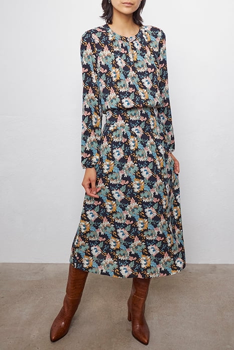 RETRO FLOWER PRINT ECOVERO® VISCOSE MIDI DRESS 1