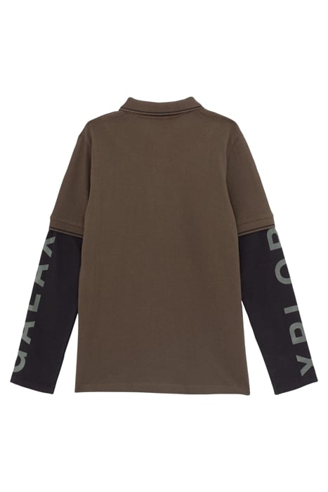 BOYS’ BRONZE POLO SHIRT WITH BLACK JERSEY LONG SLEEVES KHAKI 2