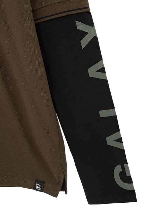 BOYS’ BRONZE POLO SHIRT WITH BLACK JERSEY LONG SLEEVES KHAKI 4