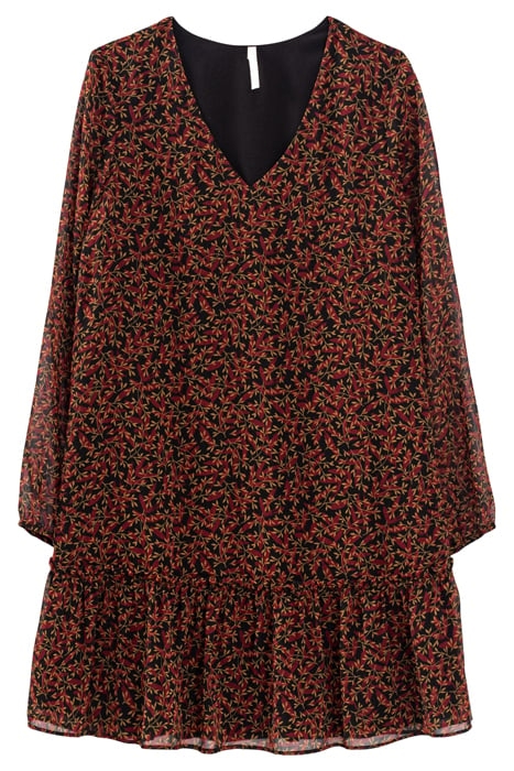 BLACK LEAF PRINT DRESS 1