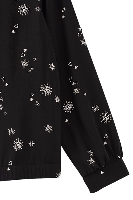 BLACK SNOWFLAKE PRINT BLOUSE 3