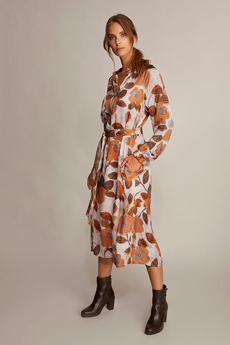 DRESS FROWNCED NECKLINE LS BROWN 2