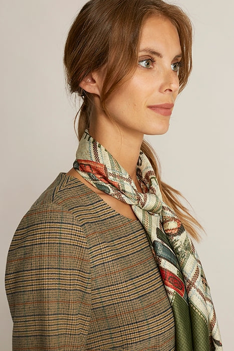 DRESS ROUND NECK APPLIED PKT BROWN 6