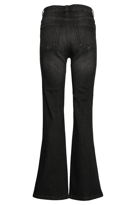 MID HIGH WAIST FLAIR LEG LONG BLACK 2