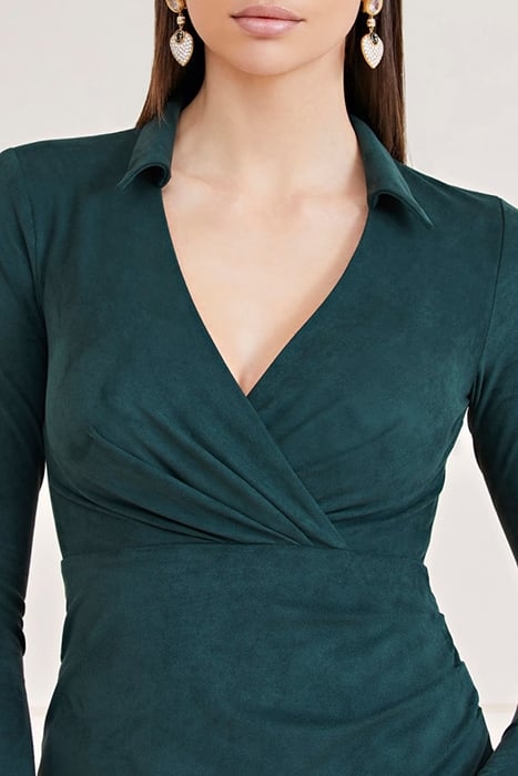 MARCIANO BY GUESS HUDSON WRAP DRESS CHENILLE GREEN 3