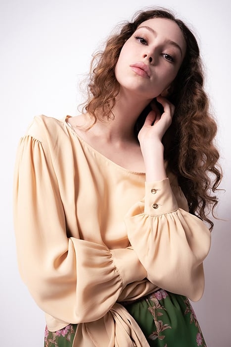 BOVOLONE BLUSA CREPE DE CHINE MATT ALMOND 5