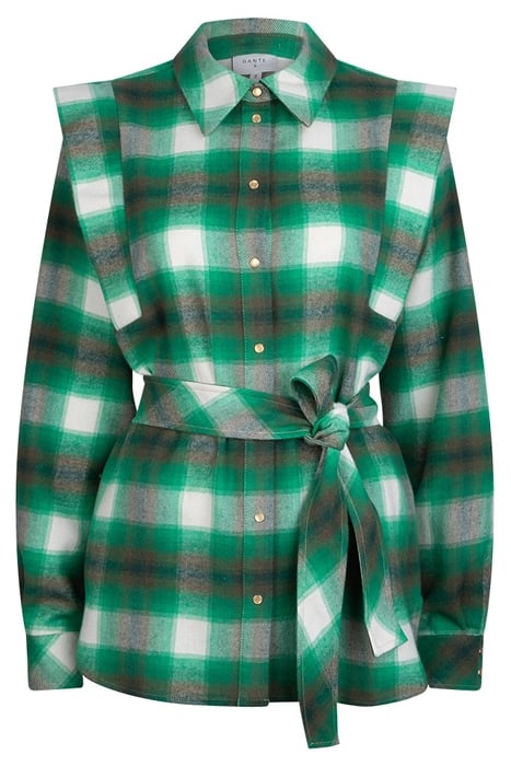ROSY BELTED CHECK SHIRT BASIL GREEN 1