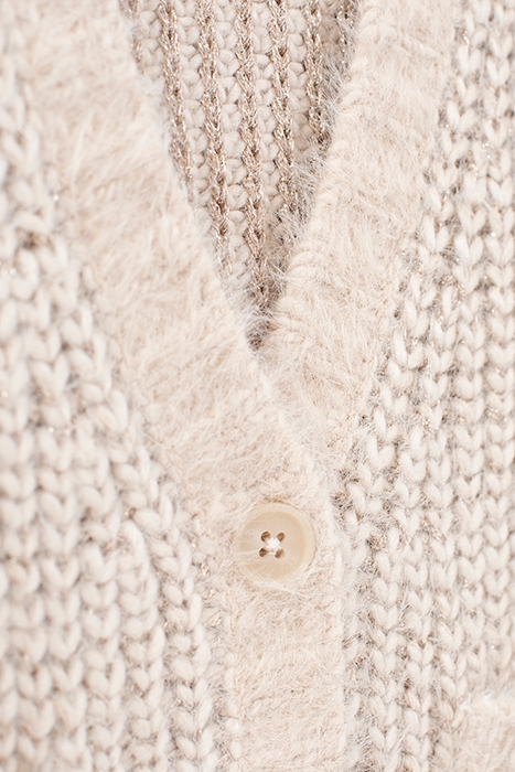 GIRLS’ ECRU LUREX DECORATIVE KNIT CARDIGAN OFF-WHITE 4
