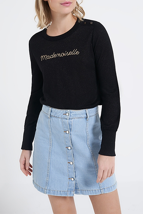 SEQUINED KNITTED JUMPER WITH EMBROIDERED MESSAGE I.CODE BLAC 1