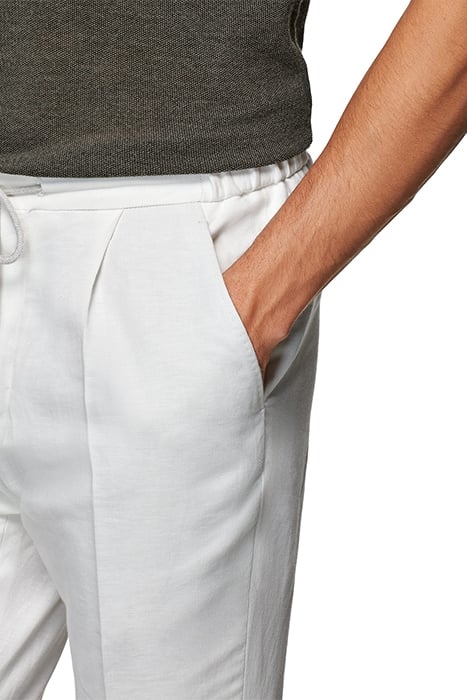 OFF WHITE HERRINGBONE DRAWSTRING AMES TROUSERS 5