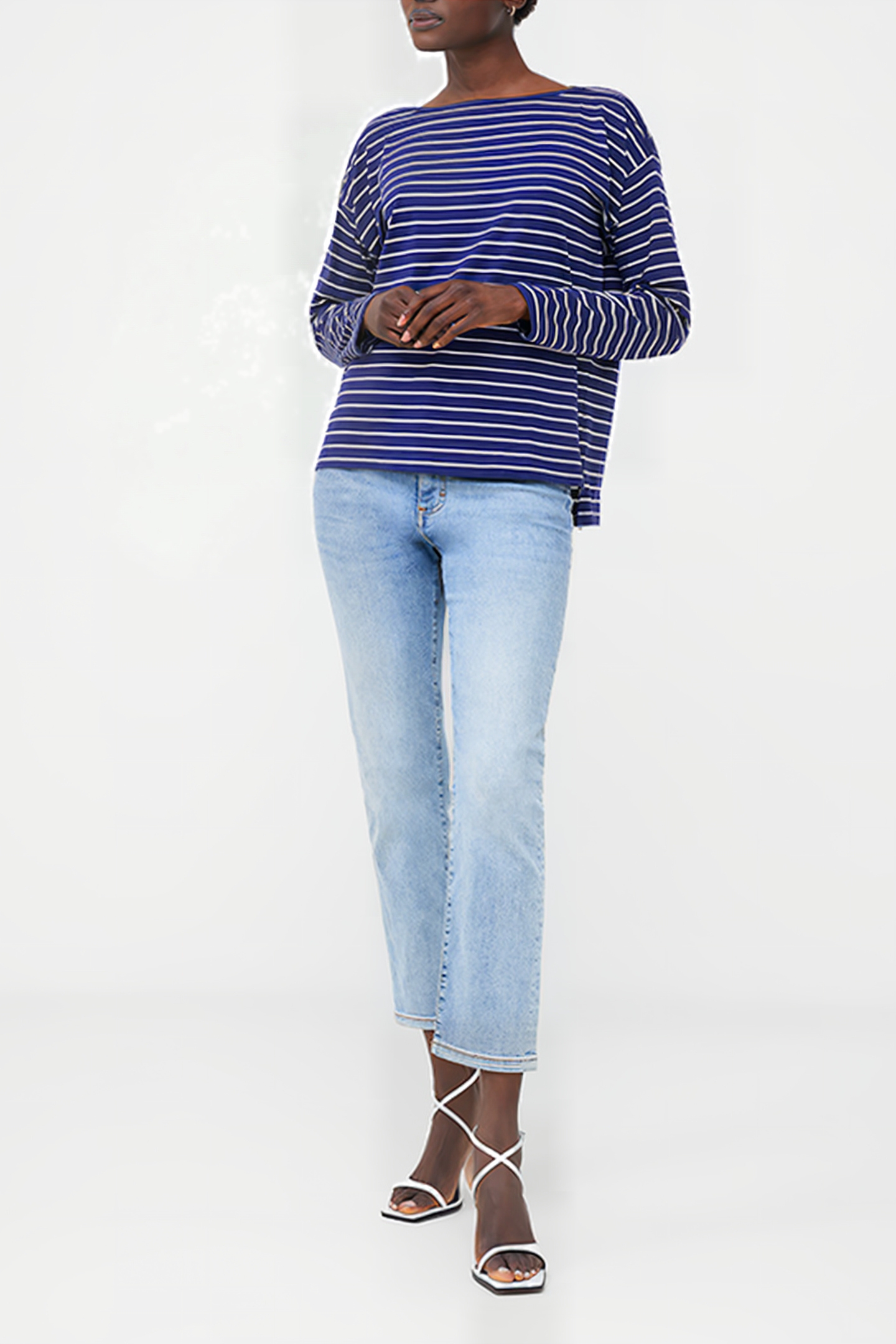 BOAT NECK BRETON L/S DK NAVY/ECRU 2