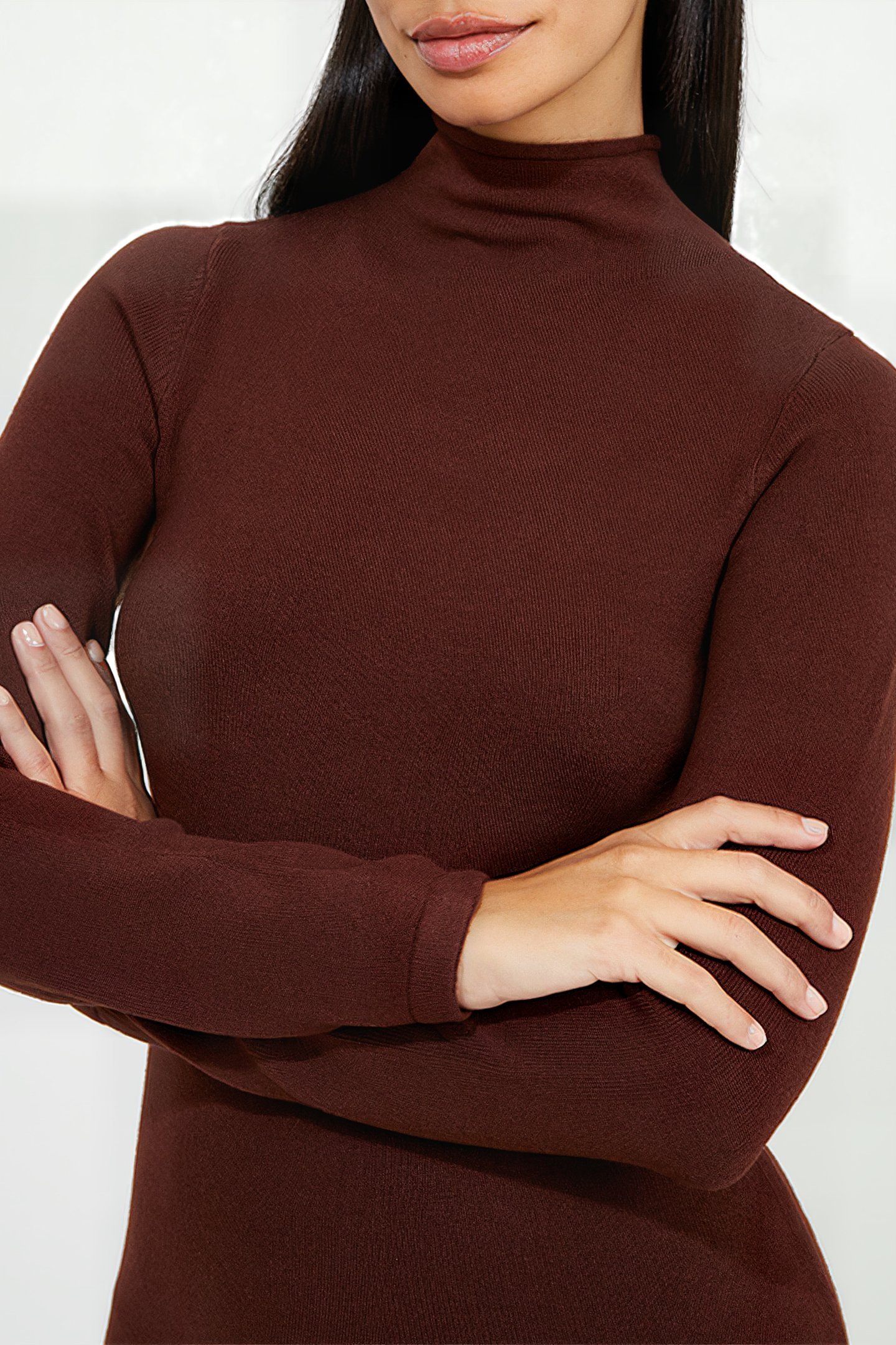 BABYSOFT ROLL NECK DRESS BITTER CHOCOLATE 5