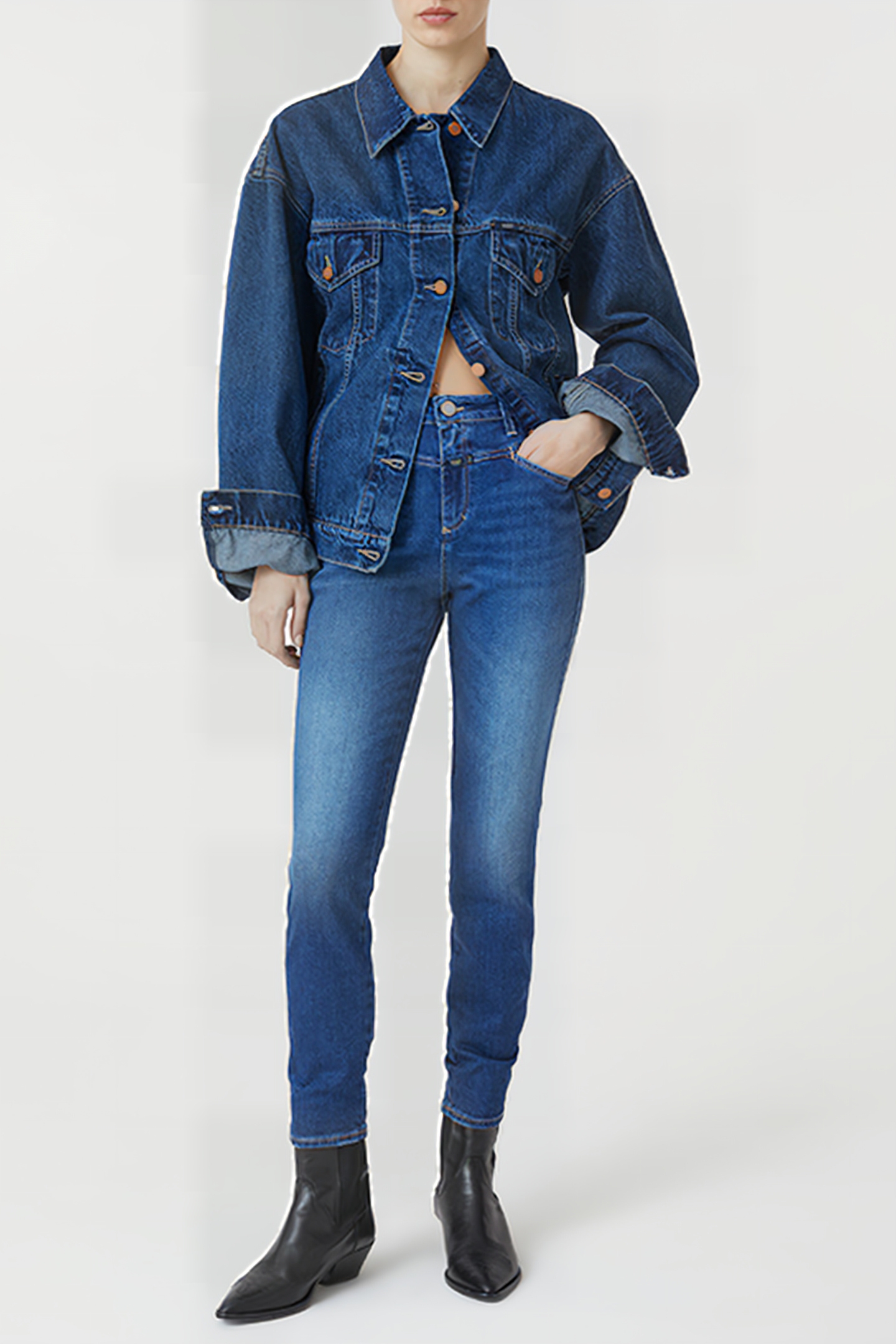 WOMEN SKINNY PUSHER JEANS DARK BLUE 5