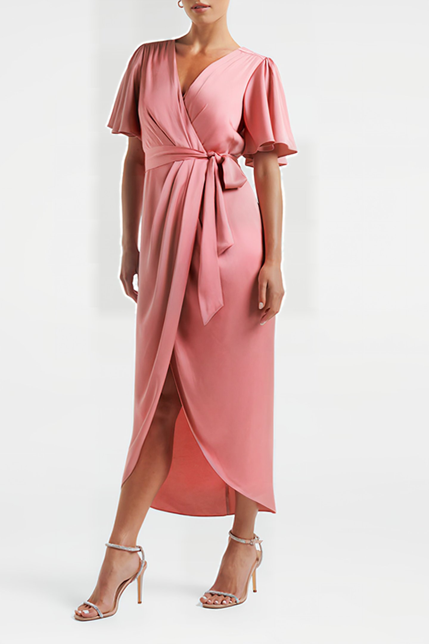 CAROLINA SATIN MIDI DRESS WILD ROSE 3