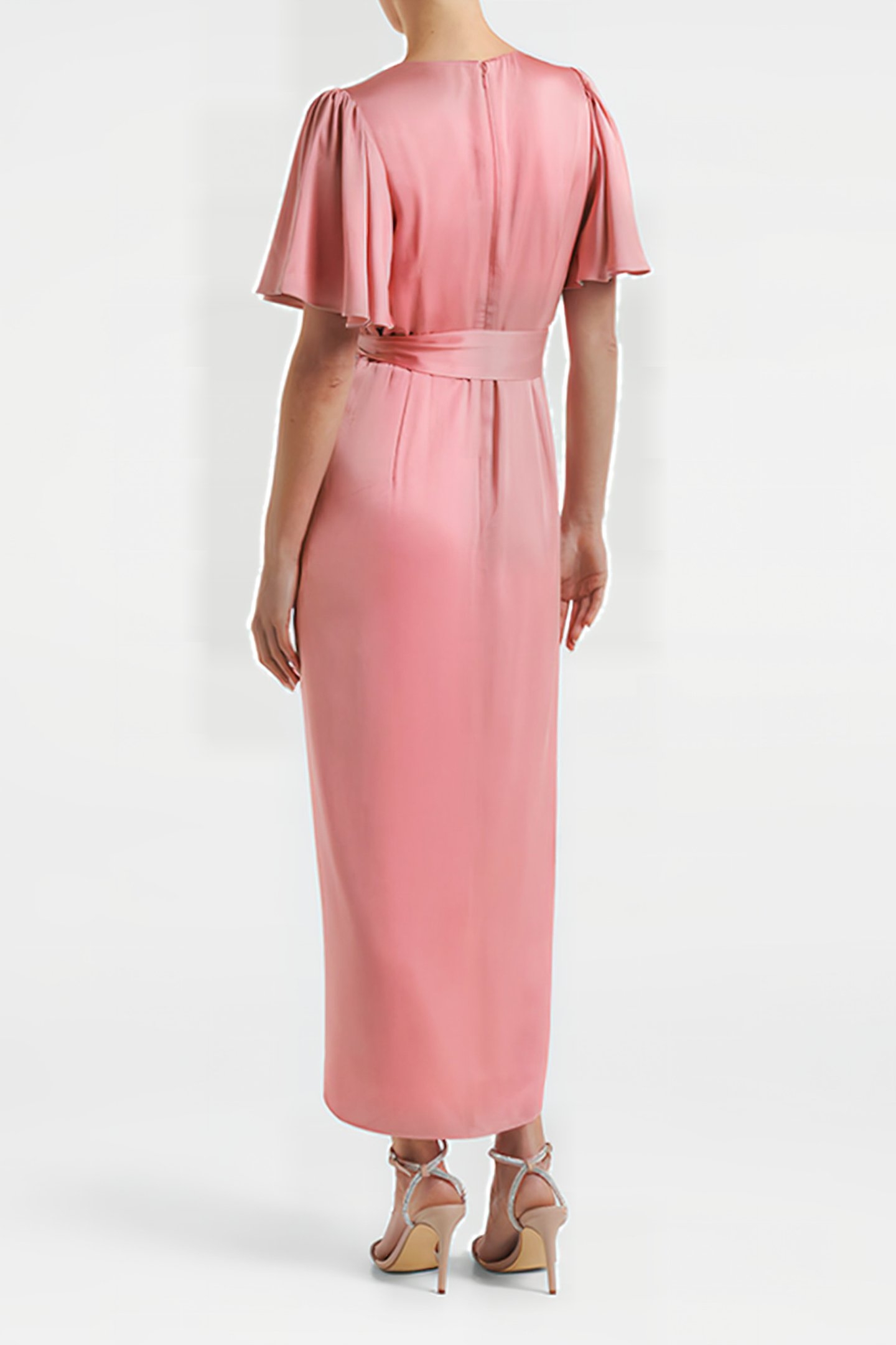 CAROLINA SATIN MIDI DRESS WILD ROSE 2