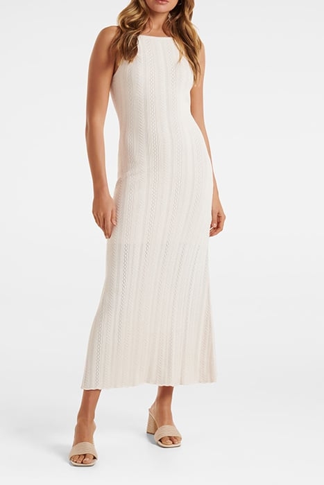 TAYLOR POINTELLE MIDI KNIT DRESS CREAM KNIT 1