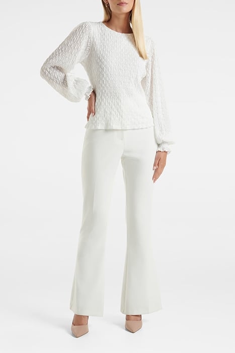 TYESHA LACE SHIRRED CUFF TOP PORCELAIN 3