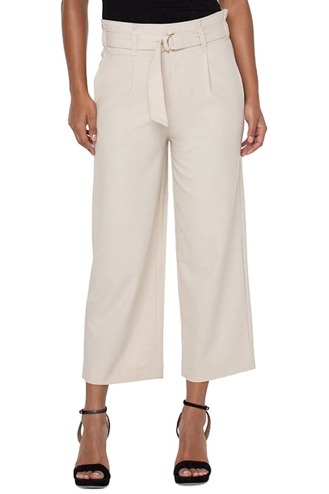 BELTED PAPERBAG WIDE LEG CROP DUSTY TAN 1