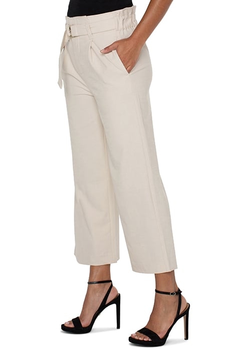 BELTED PAPERBAG WIDE LEG CROP DUSTY TAN 3