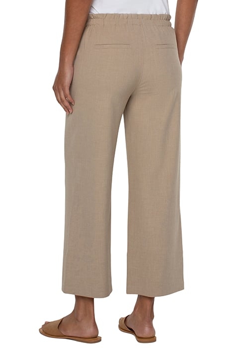 PULL ON TIE WAIST WIDE LEG CROP SANDALWOOD TAN 2