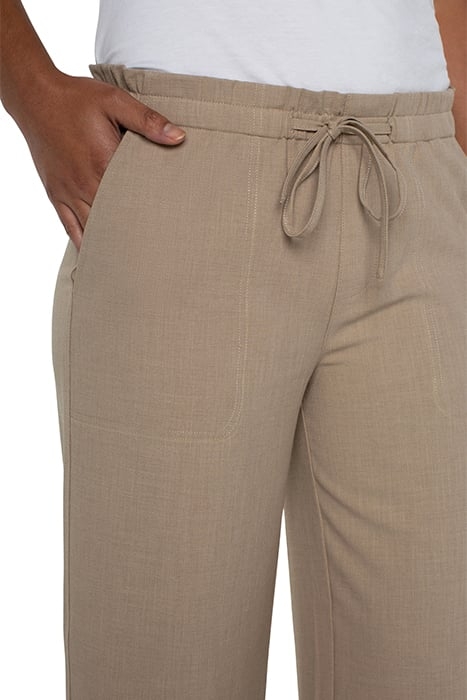 PULL ON TIE WAIST WIDE LEG CROP SANDALWOOD TAN 3